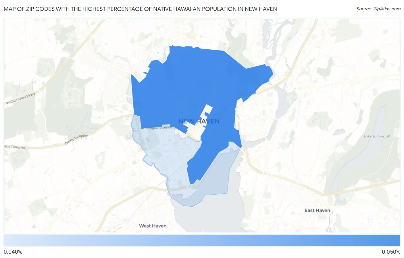 Zip Codes with the Highest Percentage of Native Hawaiian Population in New Haven Map