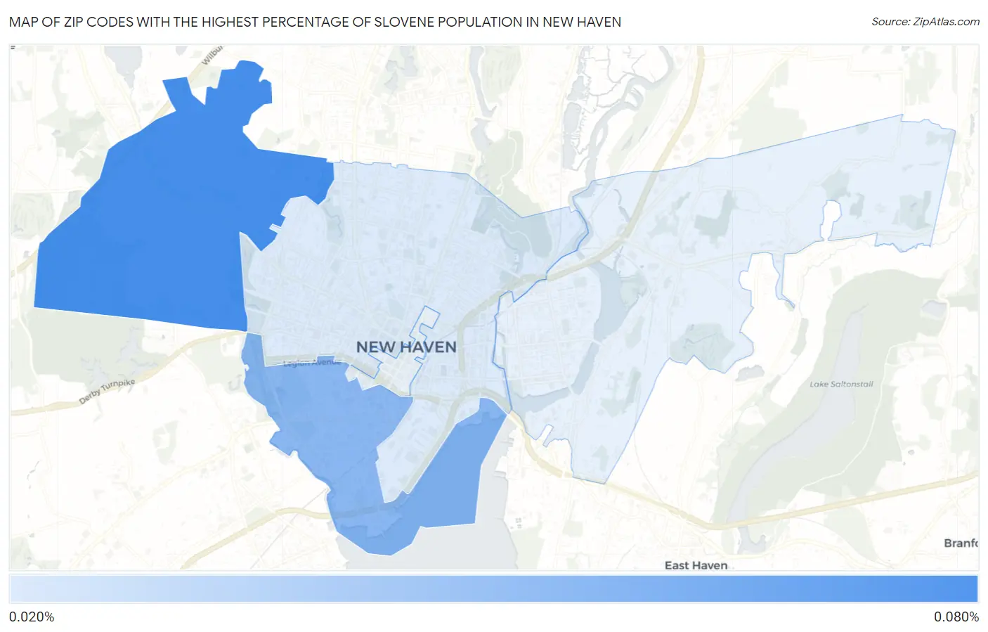Zip Codes with the Highest Percentage of Slovene Population in New Haven Map