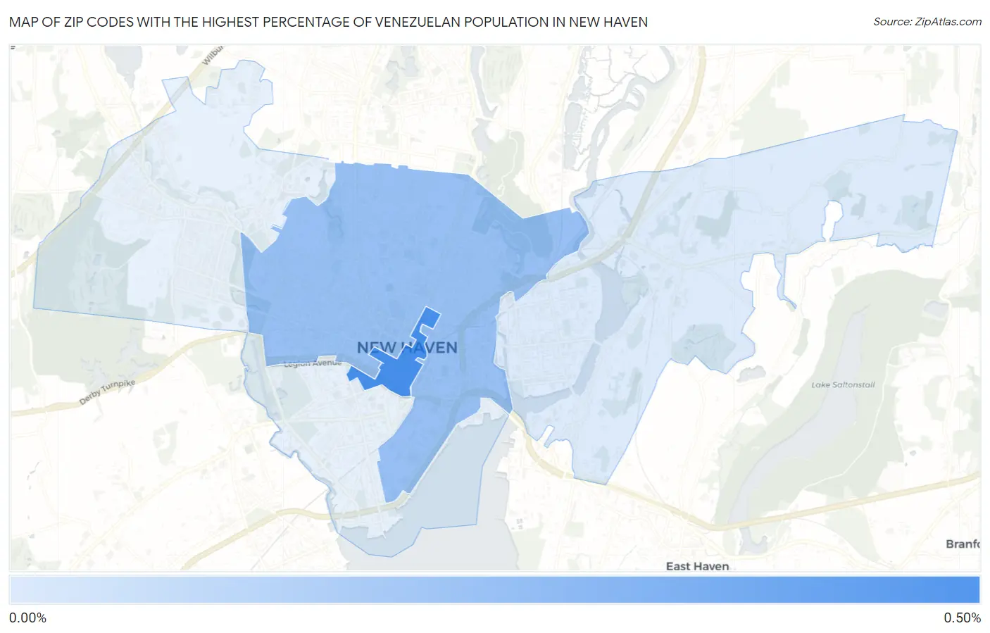 Zip Codes with the Highest Percentage of Venezuelan Population in New Haven Map
