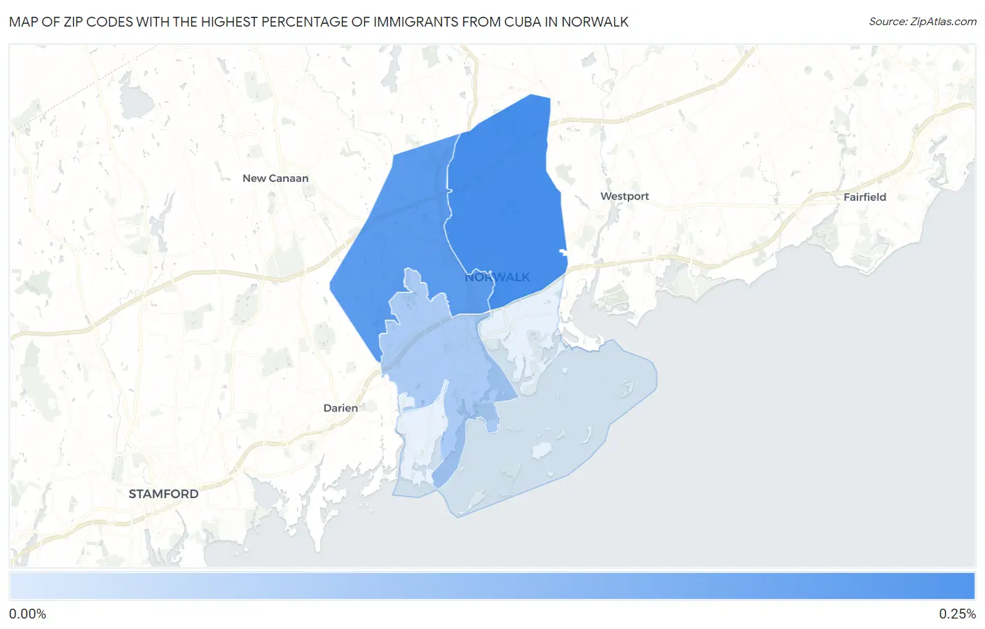 Zip Codes with the Highest Percentage of Immigrants from Cuba in Norwalk Map