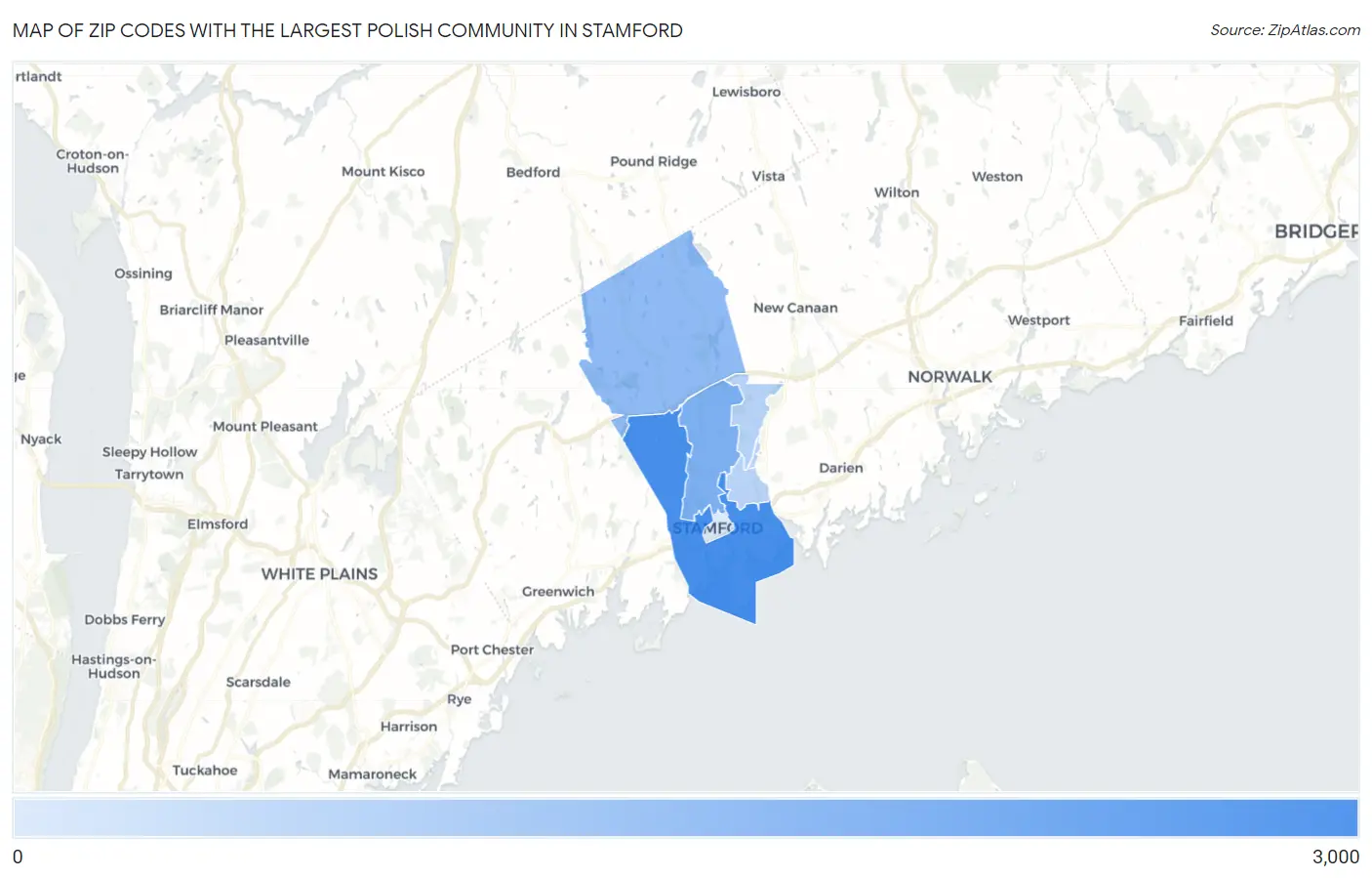 Zip Codes with the Largest Polish Community in Stamford Map