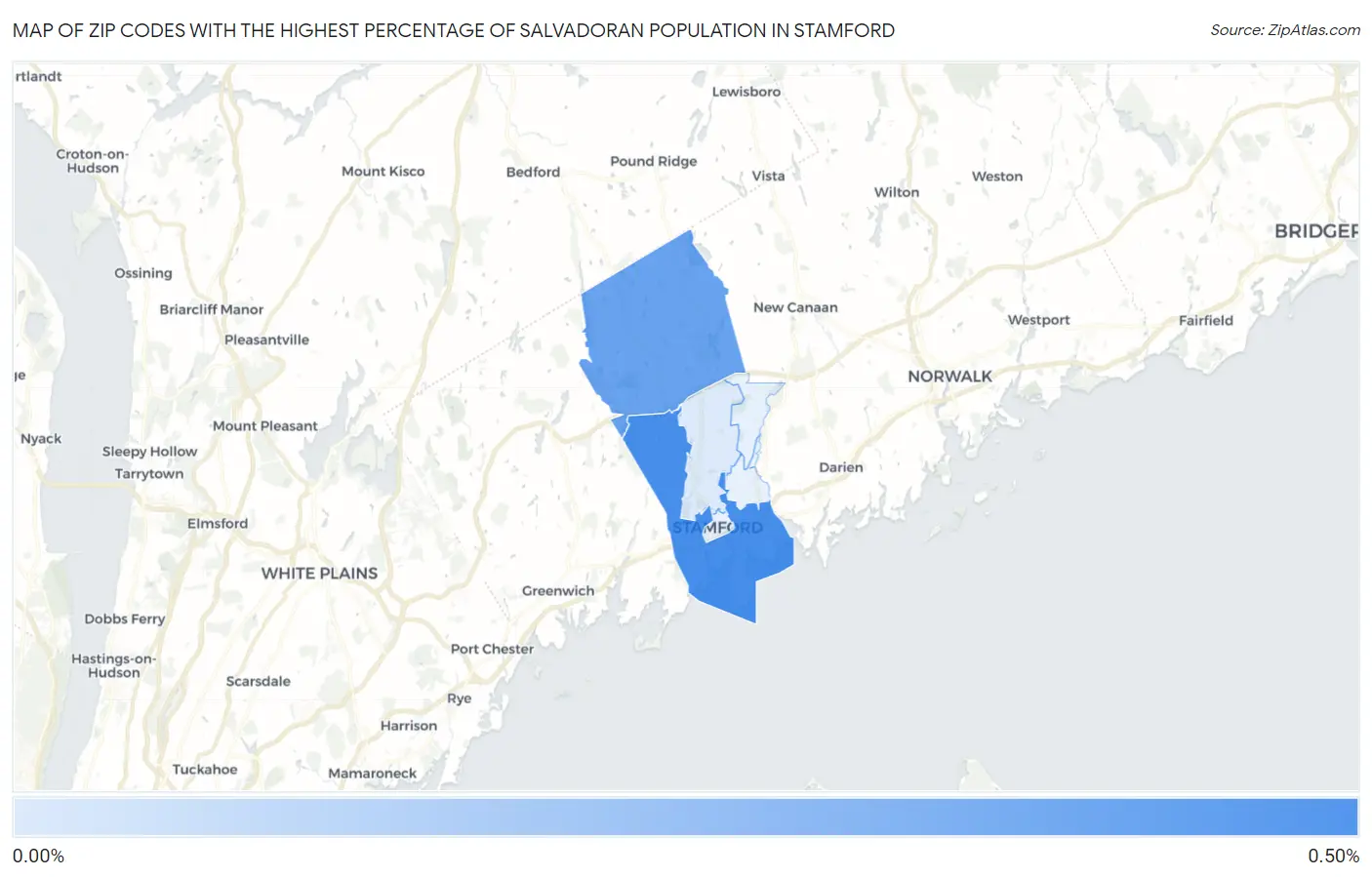 Zip Codes with the Highest Percentage of Salvadoran Population in Stamford Map