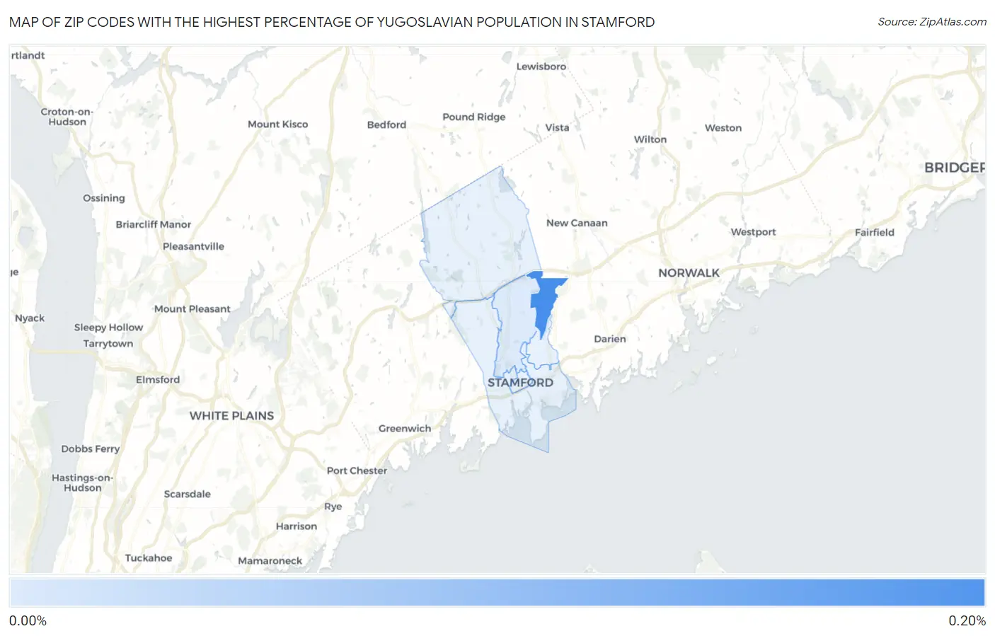 Zip Codes with the Highest Percentage of Yugoslavian Population in Stamford Map