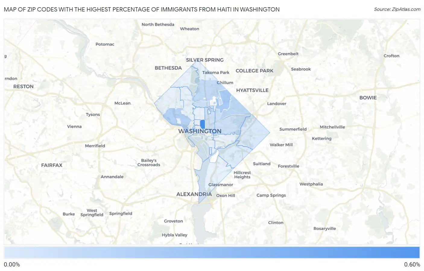 Zip Codes with the Highest Percentage of Immigrants from Haiti in Washington Map