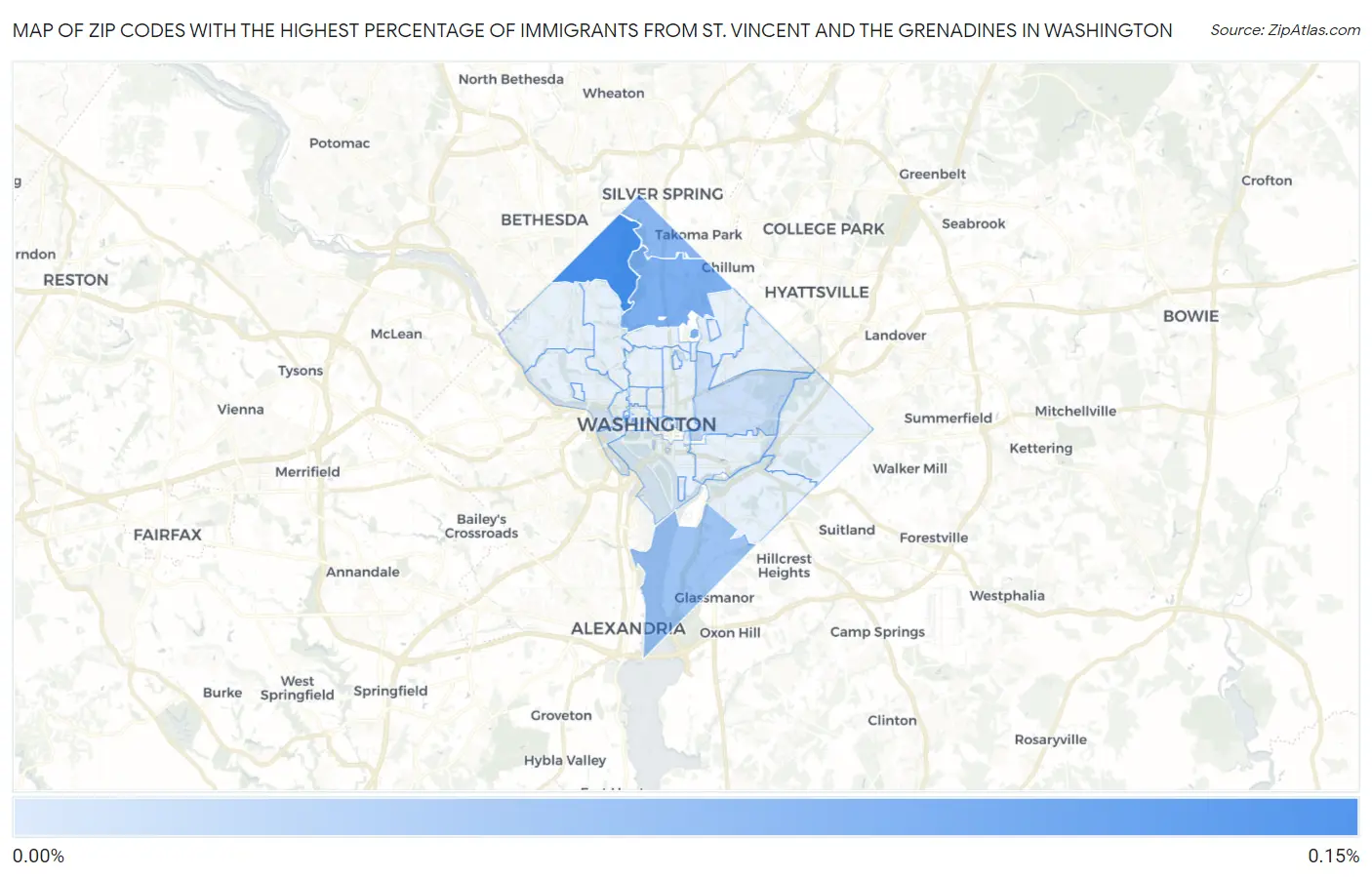 Zip Codes with the Highest Percentage of Immigrants from St. Vincent and the Grenadines in Washington Map