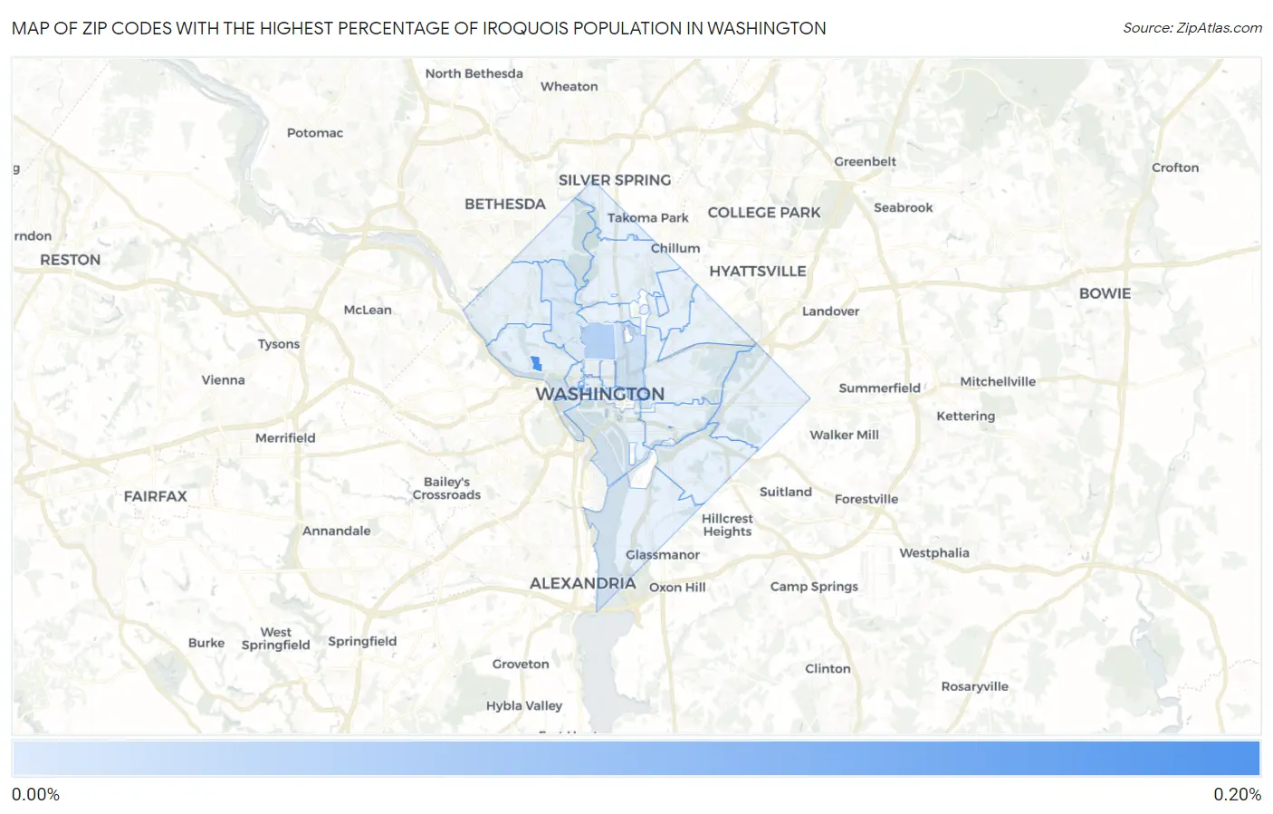 Zip Codes with the Highest Percentage of Iroquois Population in Washington Map