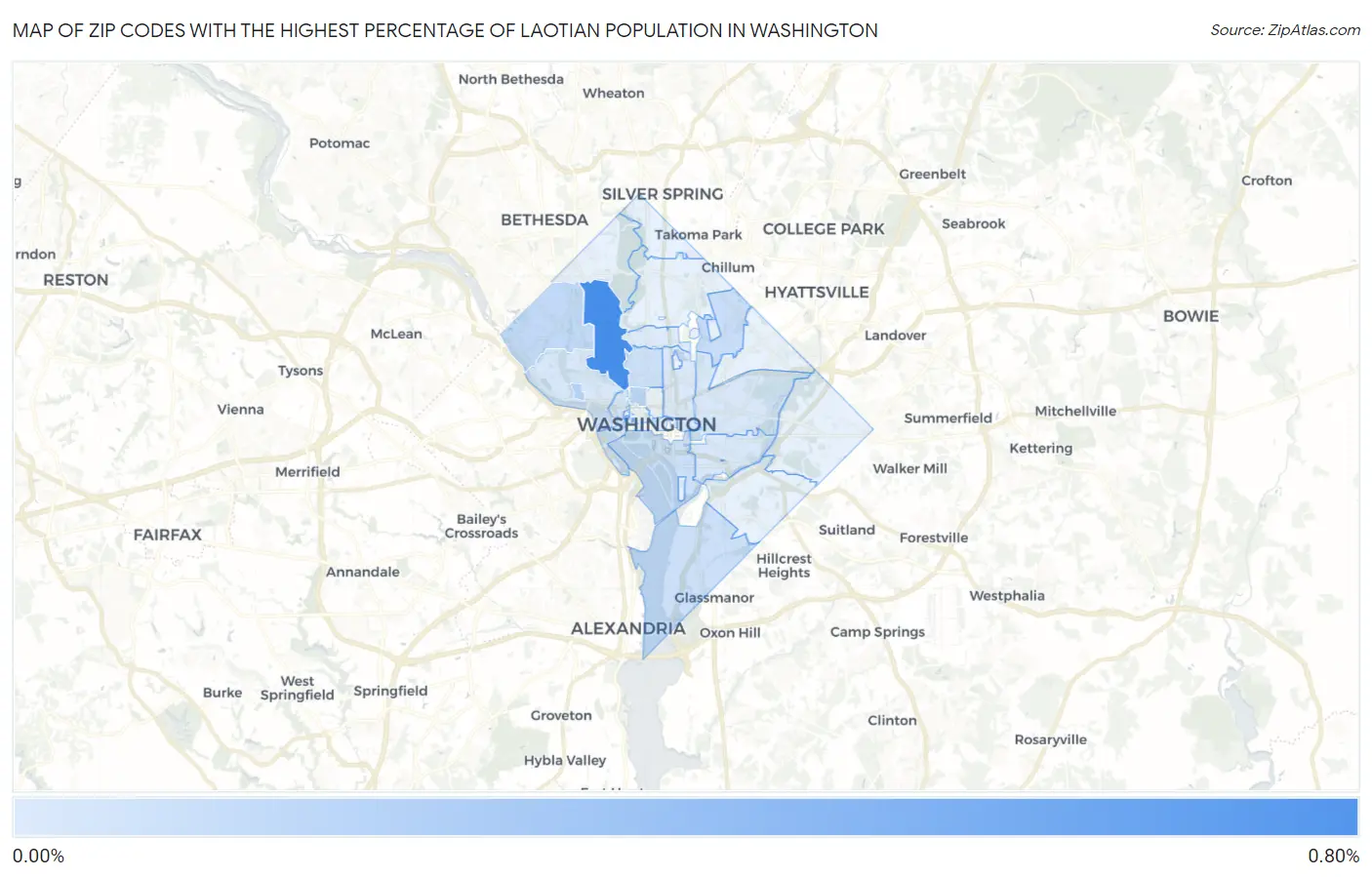Zip Codes with the Highest Percentage of Laotian Population in Washington Map
