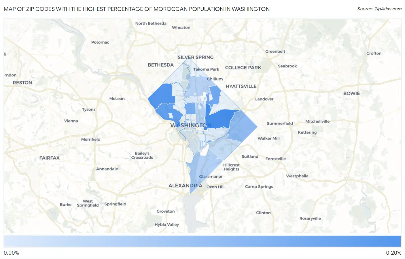 Zip Codes with the Highest Percentage of Moroccan Population in Washington Map