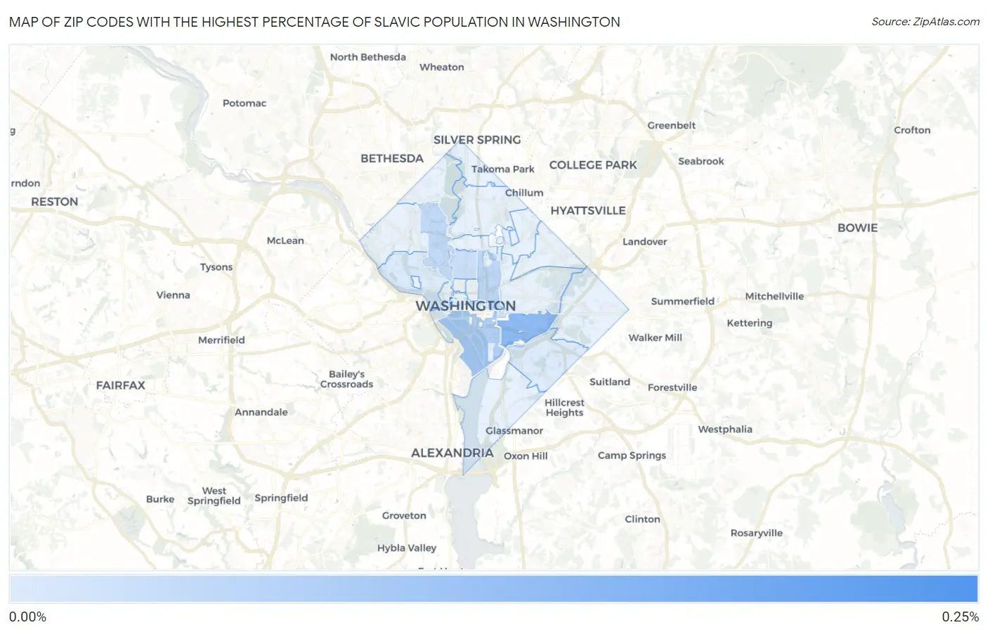 Zip Codes with the Highest Percentage of Slavic Population in Washington Map