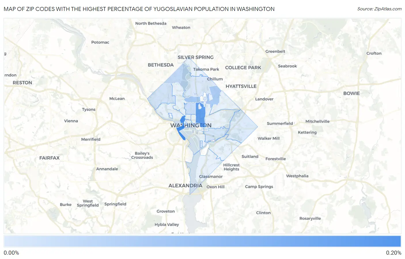 Zip Codes with the Highest Percentage of Yugoslavian Population in Washington Map