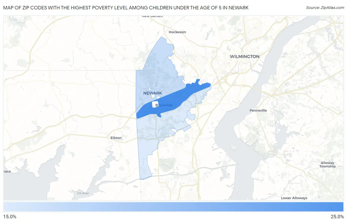 Zip Codes with the Highest Poverty Level Among Children Under the Age of 5 in Newark Map