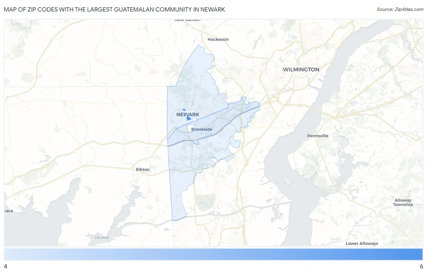 Zip Codes with the Largest Guatemalan Community in Newark Map