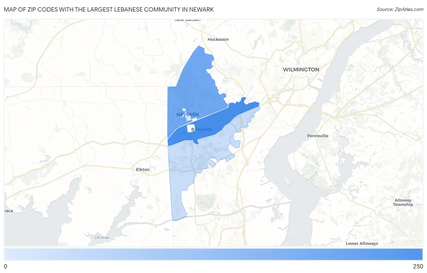 Zip Codes with the Largest Lebanese Community in Newark Map