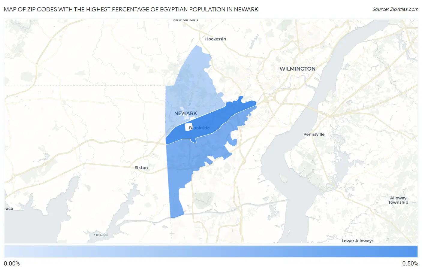 Zip Codes with the Highest Percentage of Egyptian Population in Newark Map