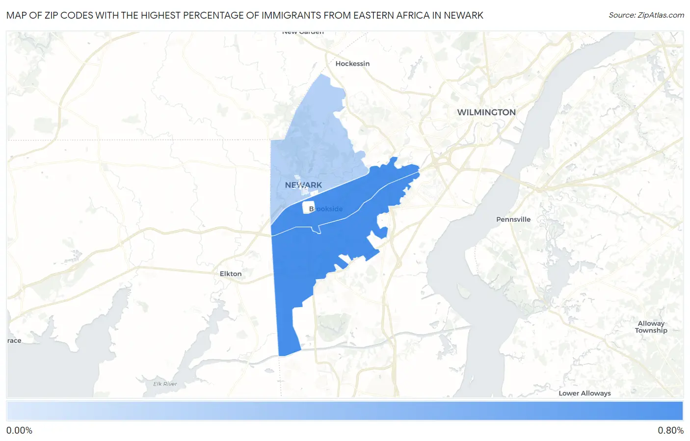 Zip Codes with the Highest Percentage of Immigrants from Eastern Africa in Newark Map