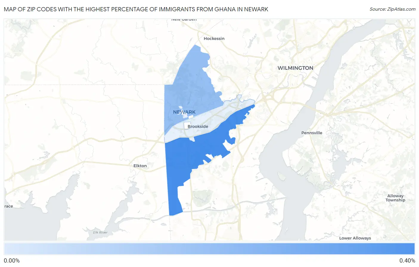 Zip Codes with the Highest Percentage of Immigrants from Ghana in Newark Map