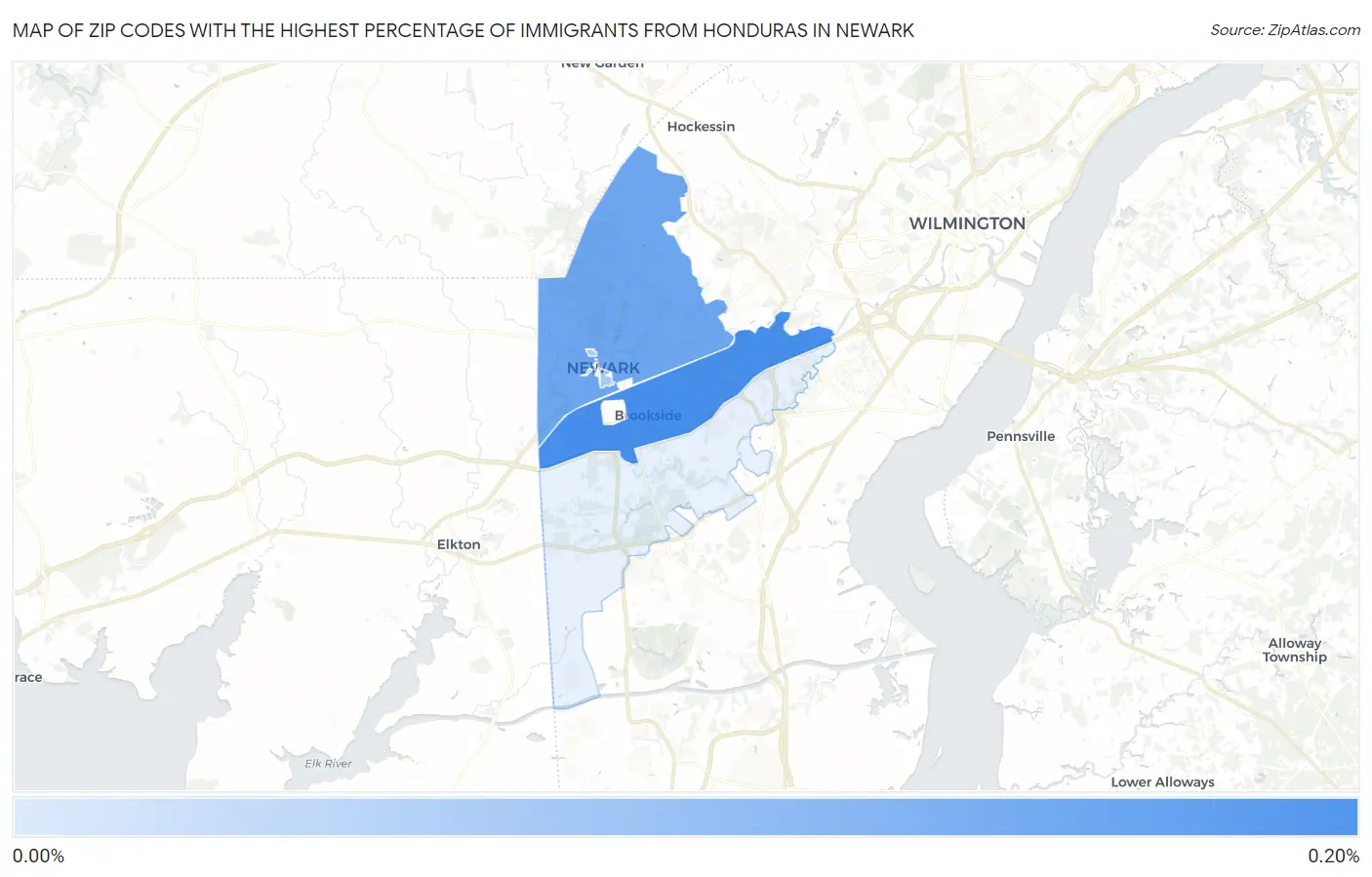 Zip Codes with the Highest Percentage of Immigrants from Honduras in Newark Map