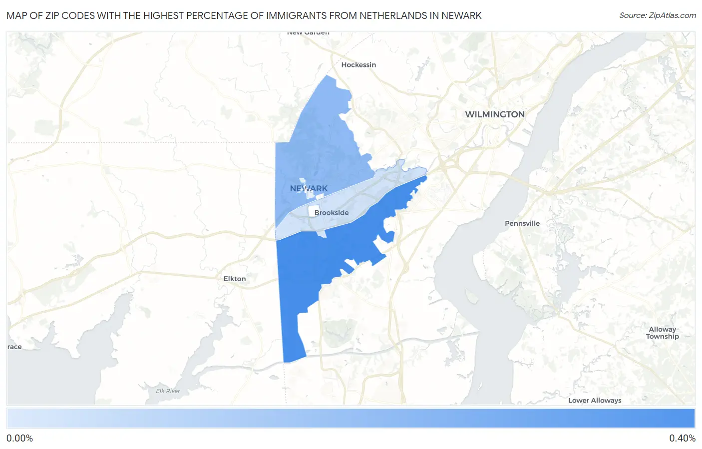 Zip Codes with the Highest Percentage of Immigrants from Netherlands in Newark Map