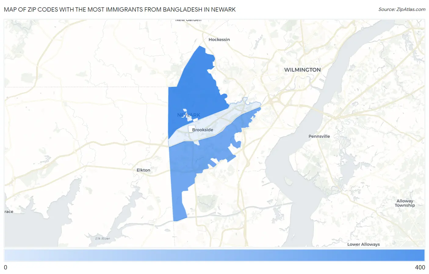 Zip Codes with the Most Immigrants from Bangladesh in Newark Map