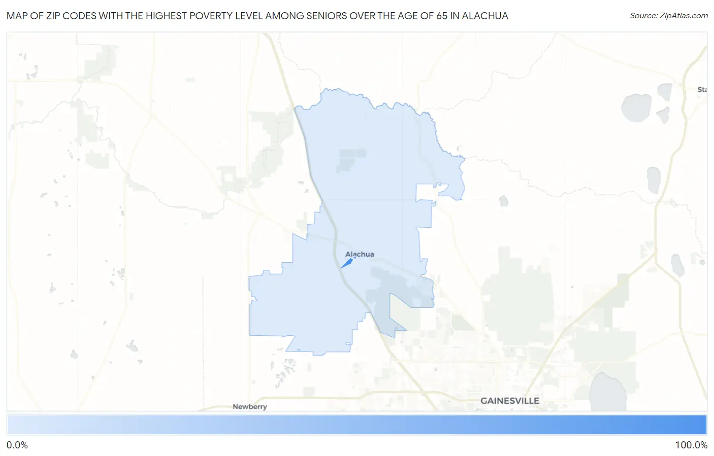 Zip Codes with the Highest Poverty Level Among Seniors Over the Age of 65 in Alachua Map