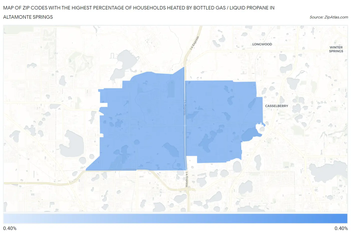 Zip Codes with the Highest Percentage of Households Heated by Bottled Gas / Liquid Propane in Altamonte Springs Map