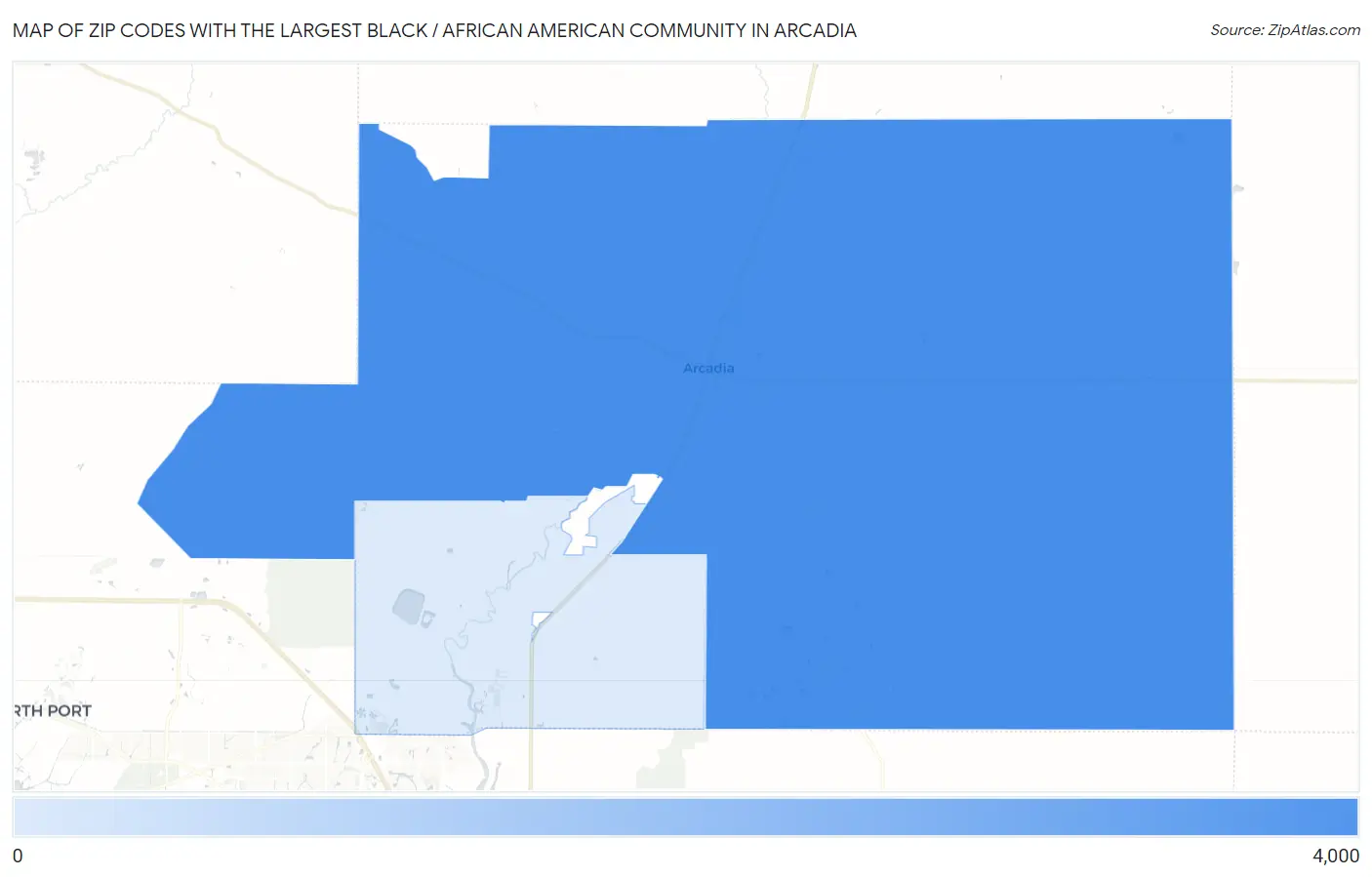 Zip Codes with the Largest Black / African American Community in Arcadia Map