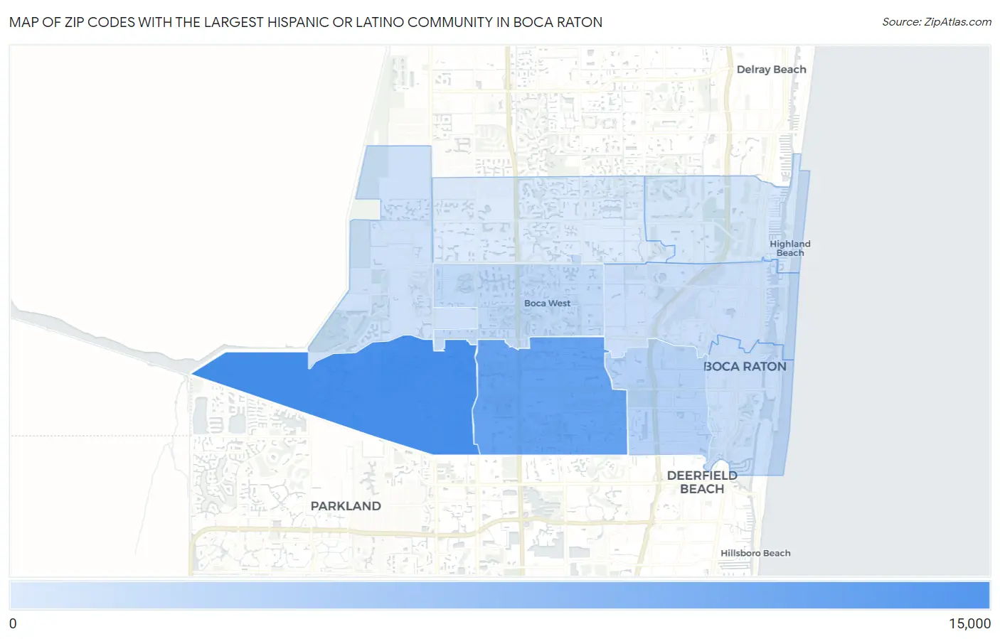 Zip Codes with the Largest Hispanic or Latino Community in Boca Raton Map