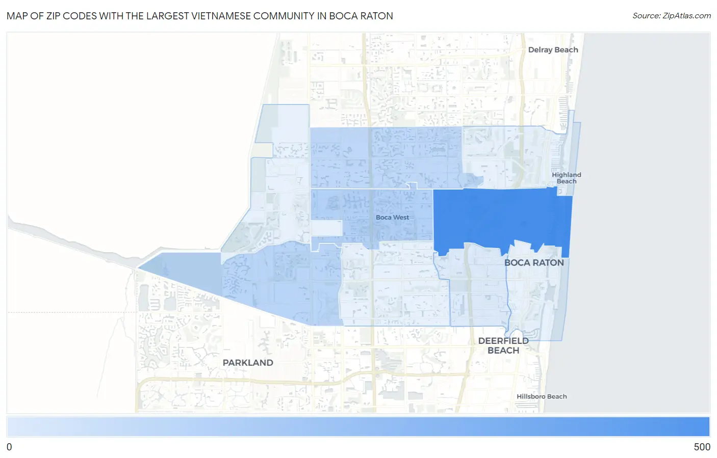 Zip Codes with the Largest Vietnamese Community in Boca Raton Map