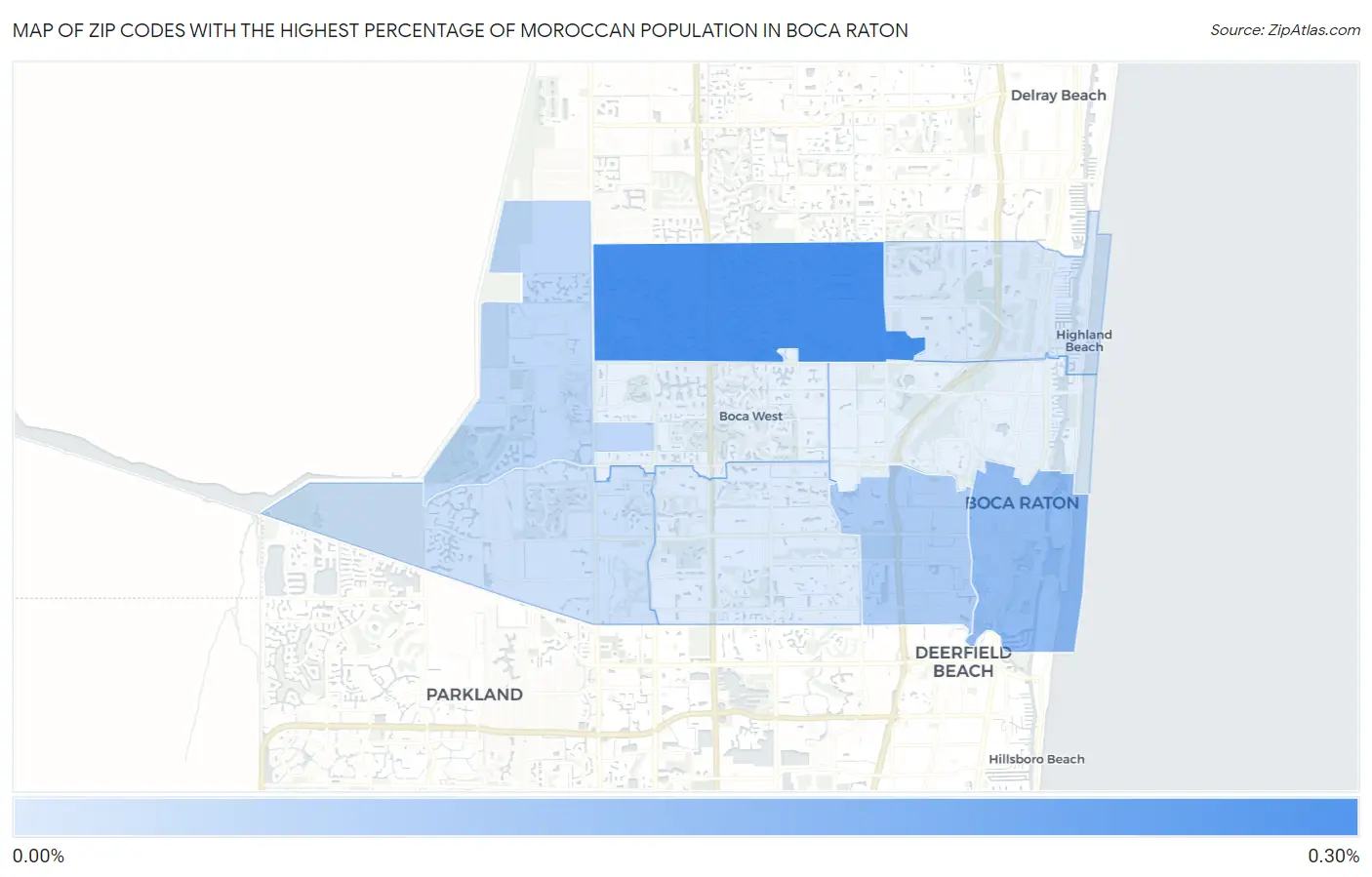 Zip Codes with the Highest Percentage of Moroccan Population in Boca Raton Map