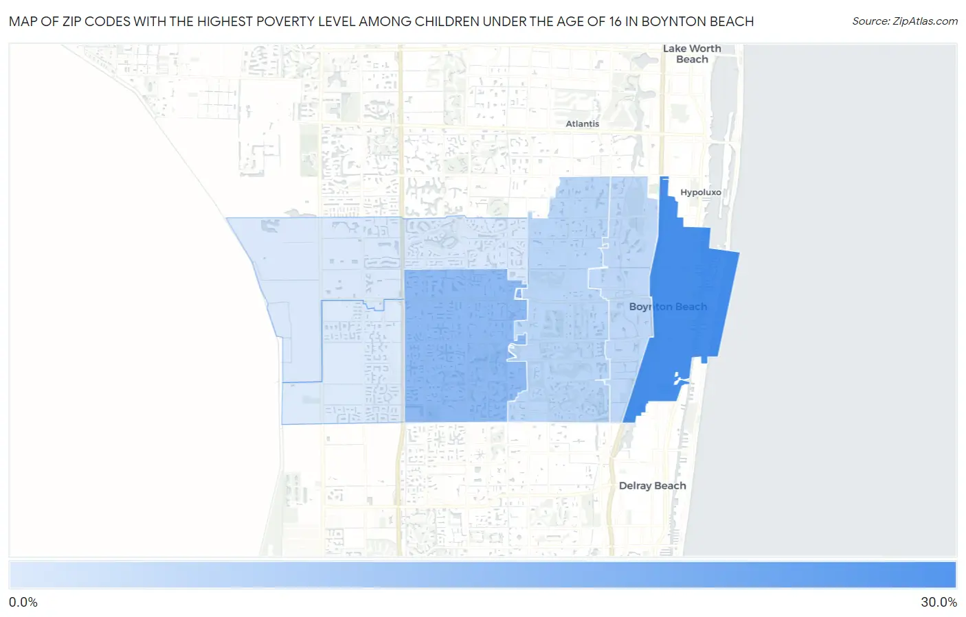 Zip Codes with the Highest Poverty Level Among Children Under the Age of 16 in Boynton Beach Map