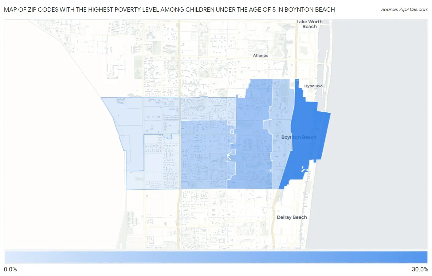 Zip Codes with the Highest Poverty Level Among Children Under the Age of 5 in Boynton Beach Map