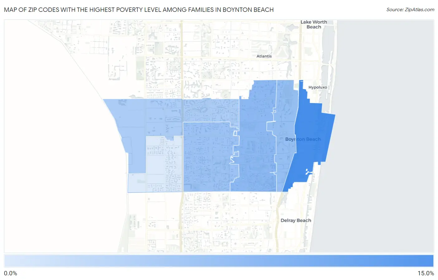 Zip Codes with the Highest Poverty Level Among Families in Boynton Beach Map