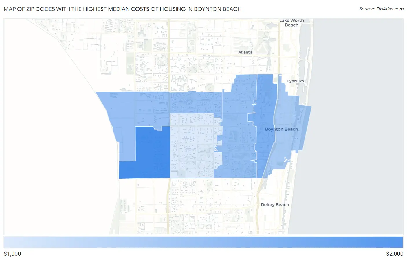 Zip Codes with the Highest Median Costs of Housing in Boynton Beach Map