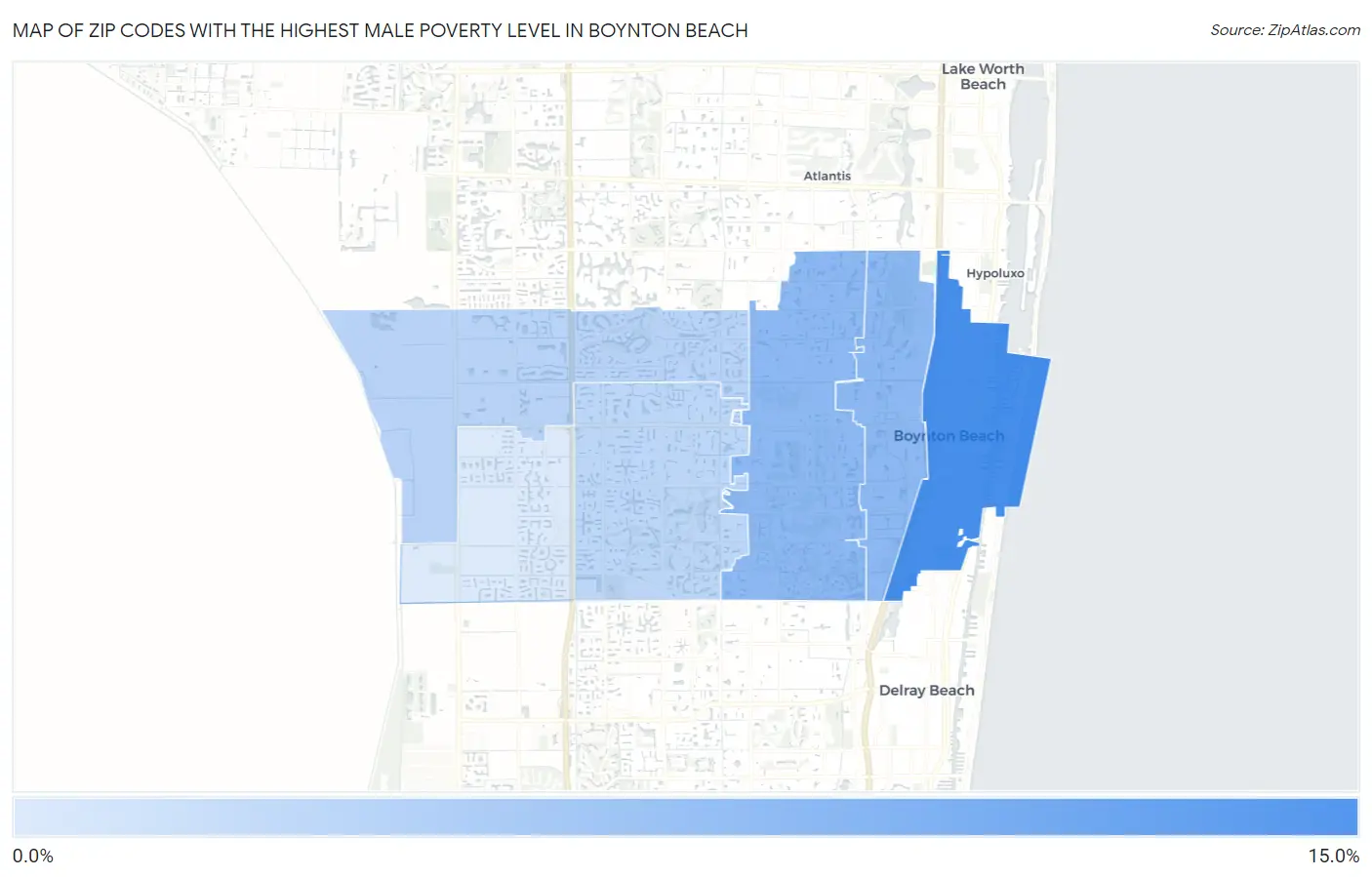 Zip Codes with the Highest Male Poverty Level in Boynton Beach Map