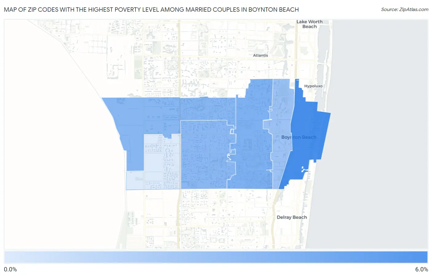 Zip Codes with the Highest Poverty Level Among Married Couples in Boynton Beach Map