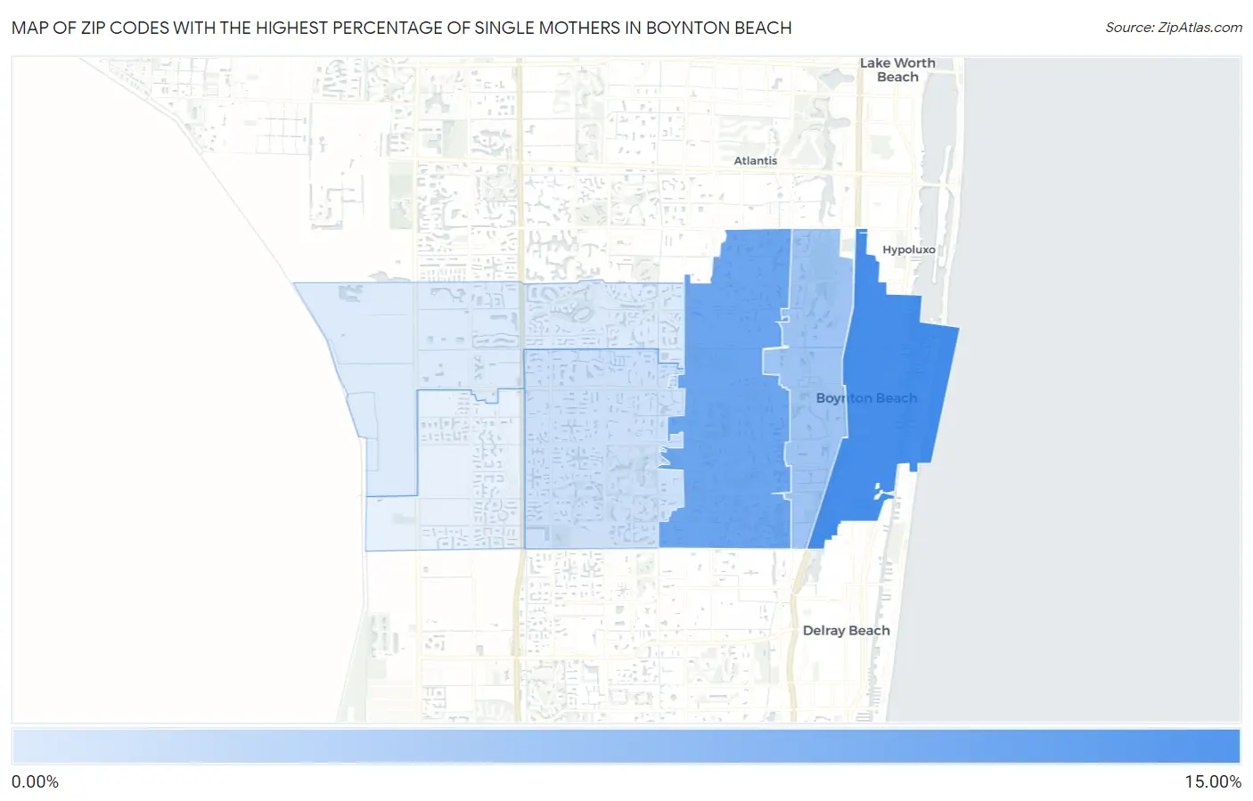 Zip Codes with the Highest Percentage of Single Mothers in Boynton Beach Map