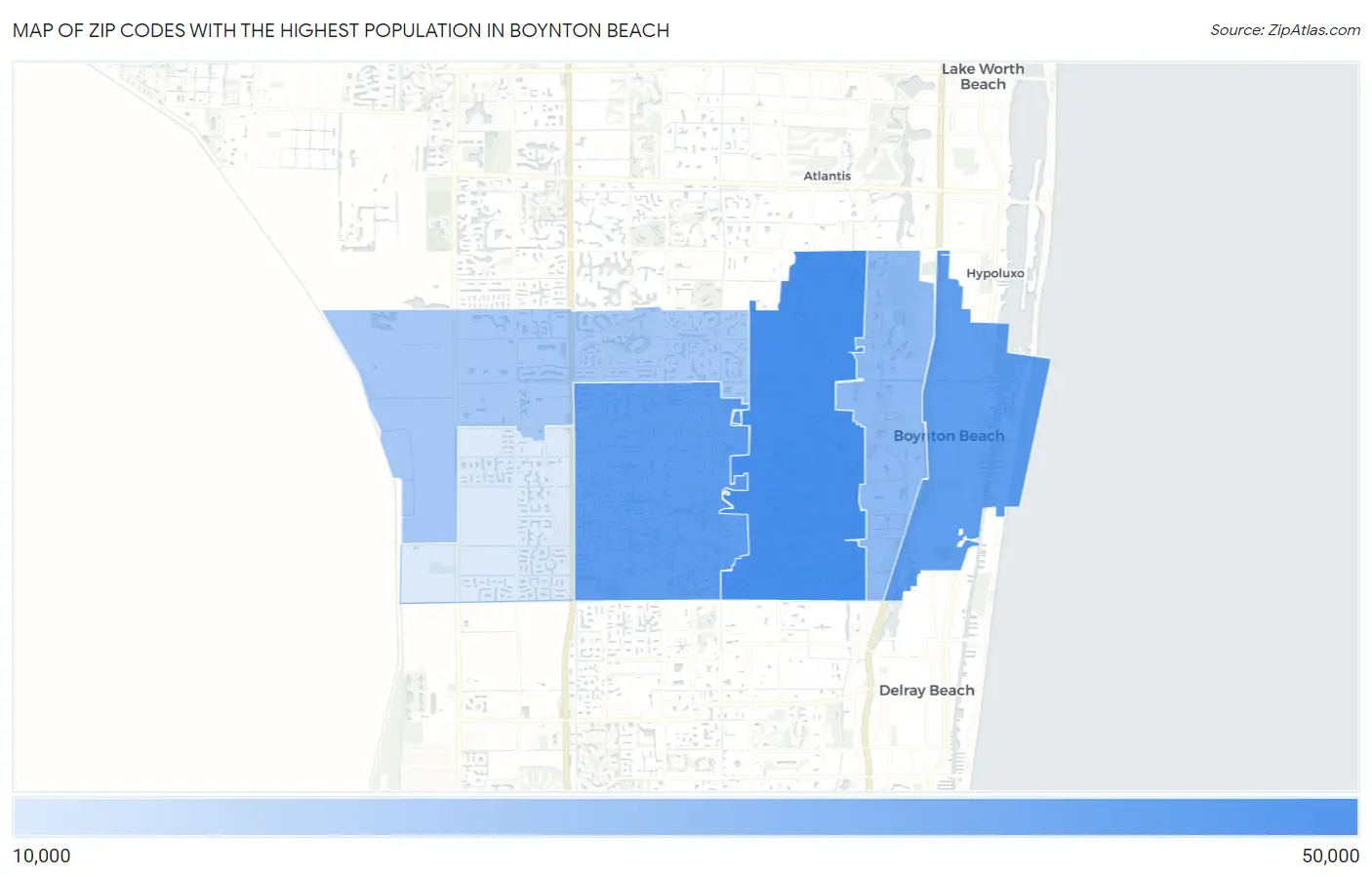 Zip Codes with the Highest Population in Boynton Beach Map