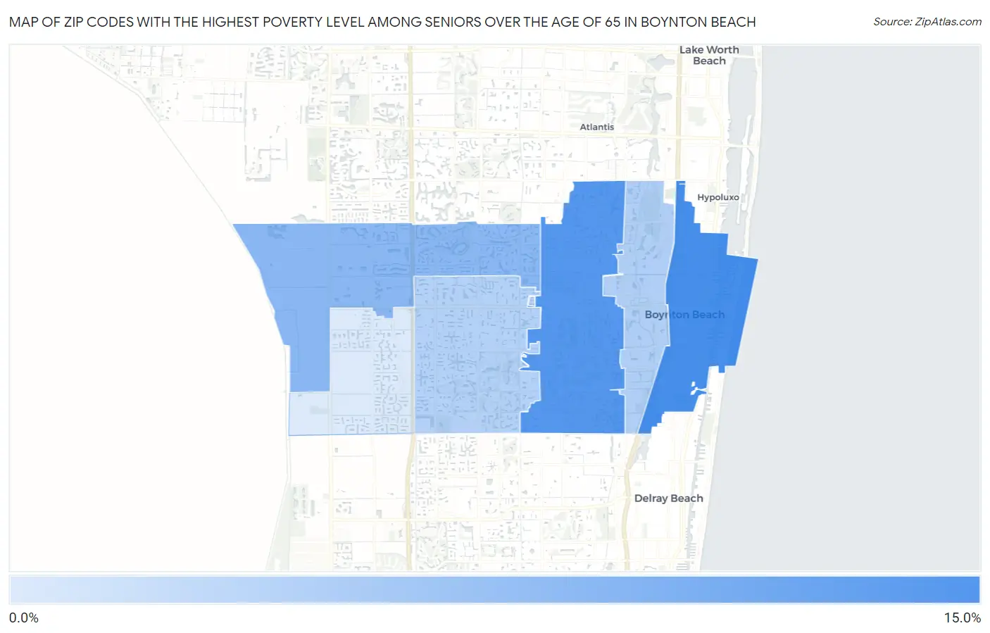 Zip Codes with the Highest Poverty Level Among Seniors Over the Age of 65 in Boynton Beach Map