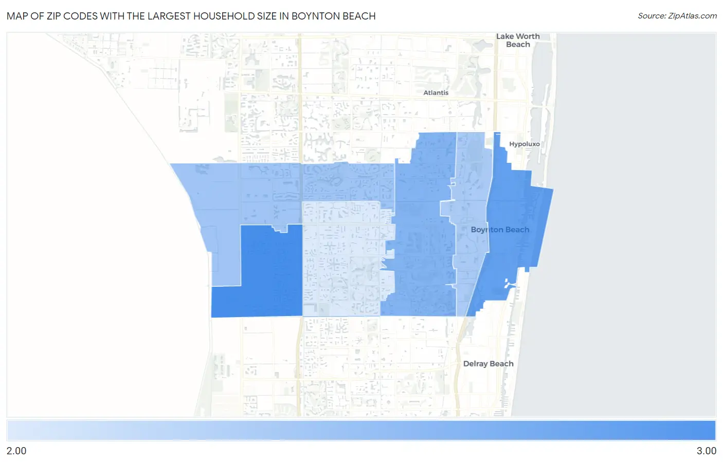 Zip Codes with the Largest Household Size in Boynton Beach Map