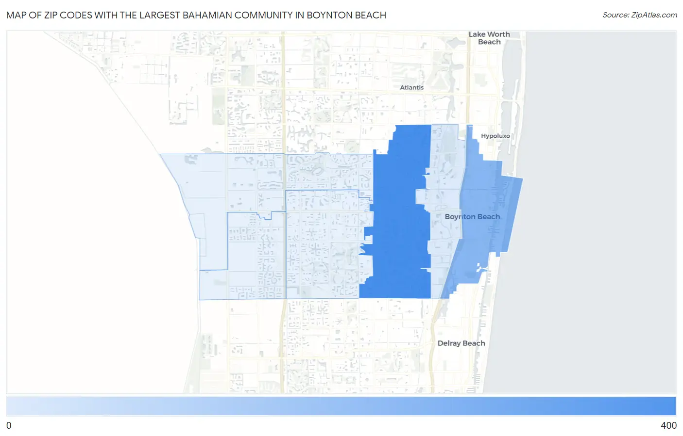 Zip Codes with the Largest Bahamian Community in Boynton Beach Map