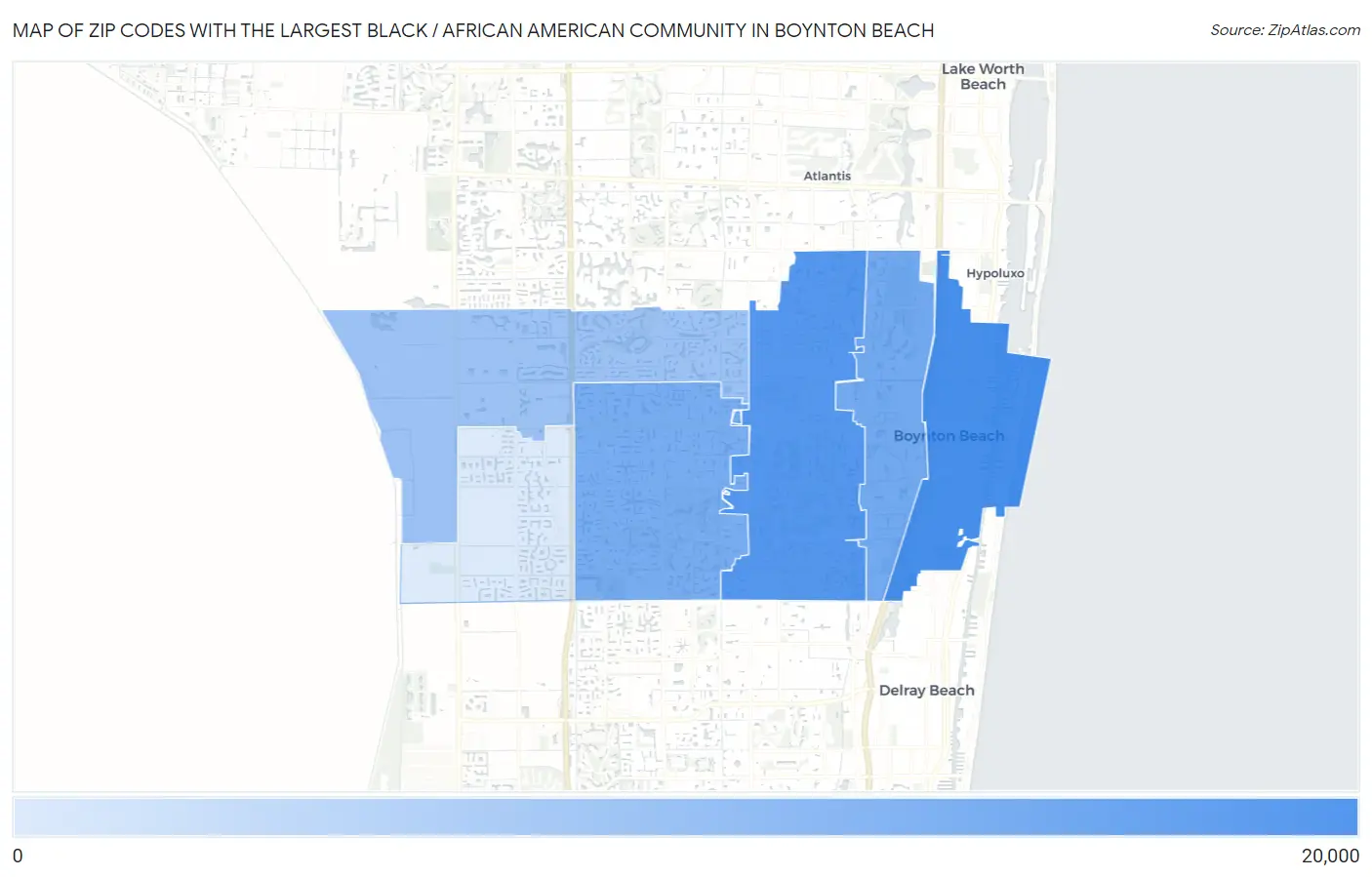Zip Codes with the Largest Black / African American Community in Boynton Beach Map