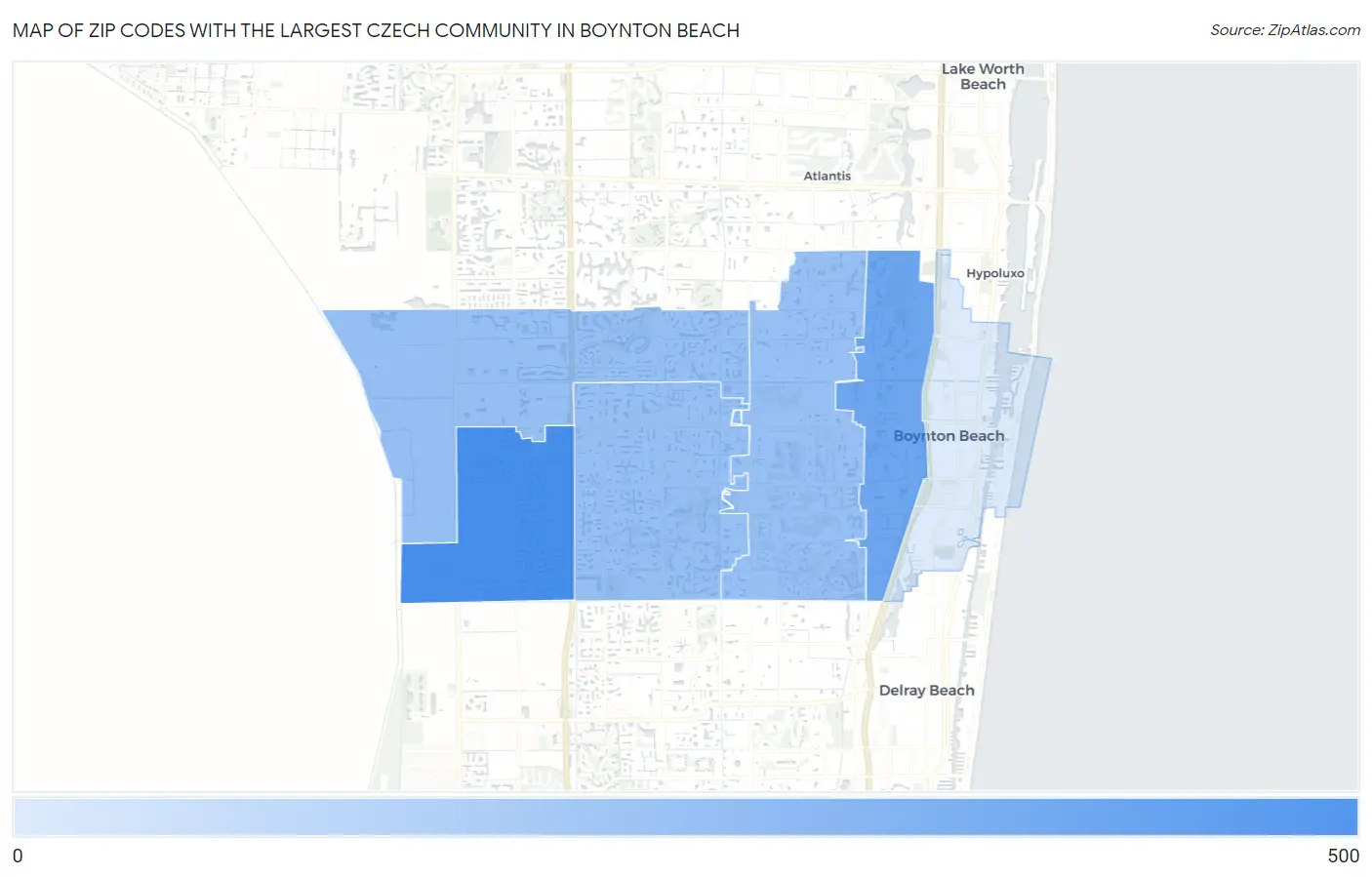 Zip Codes with the Largest Czech Community in Boynton Beach Map