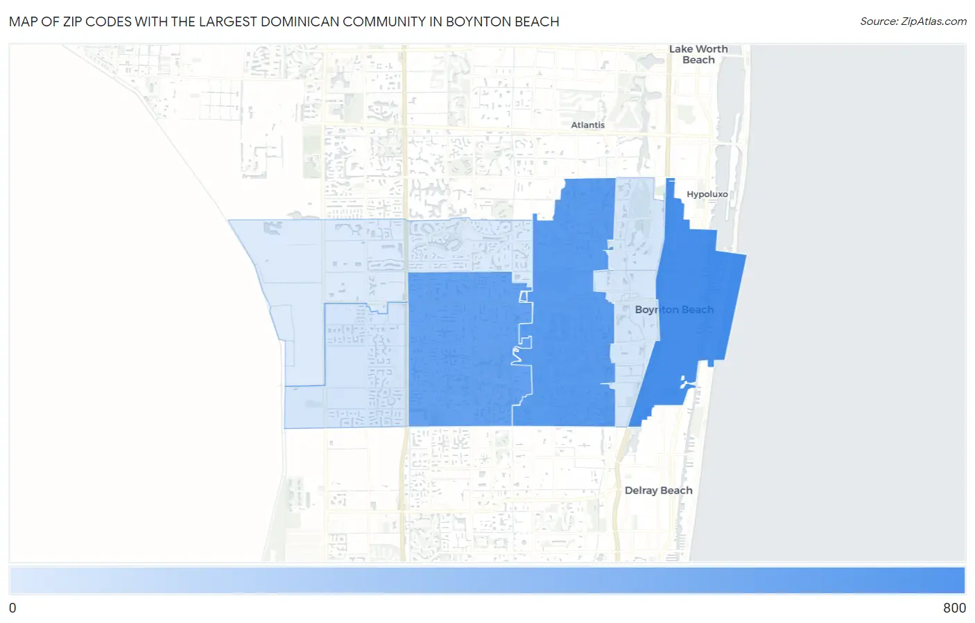 Zip Codes with the Largest Dominican Community in Boynton Beach Map