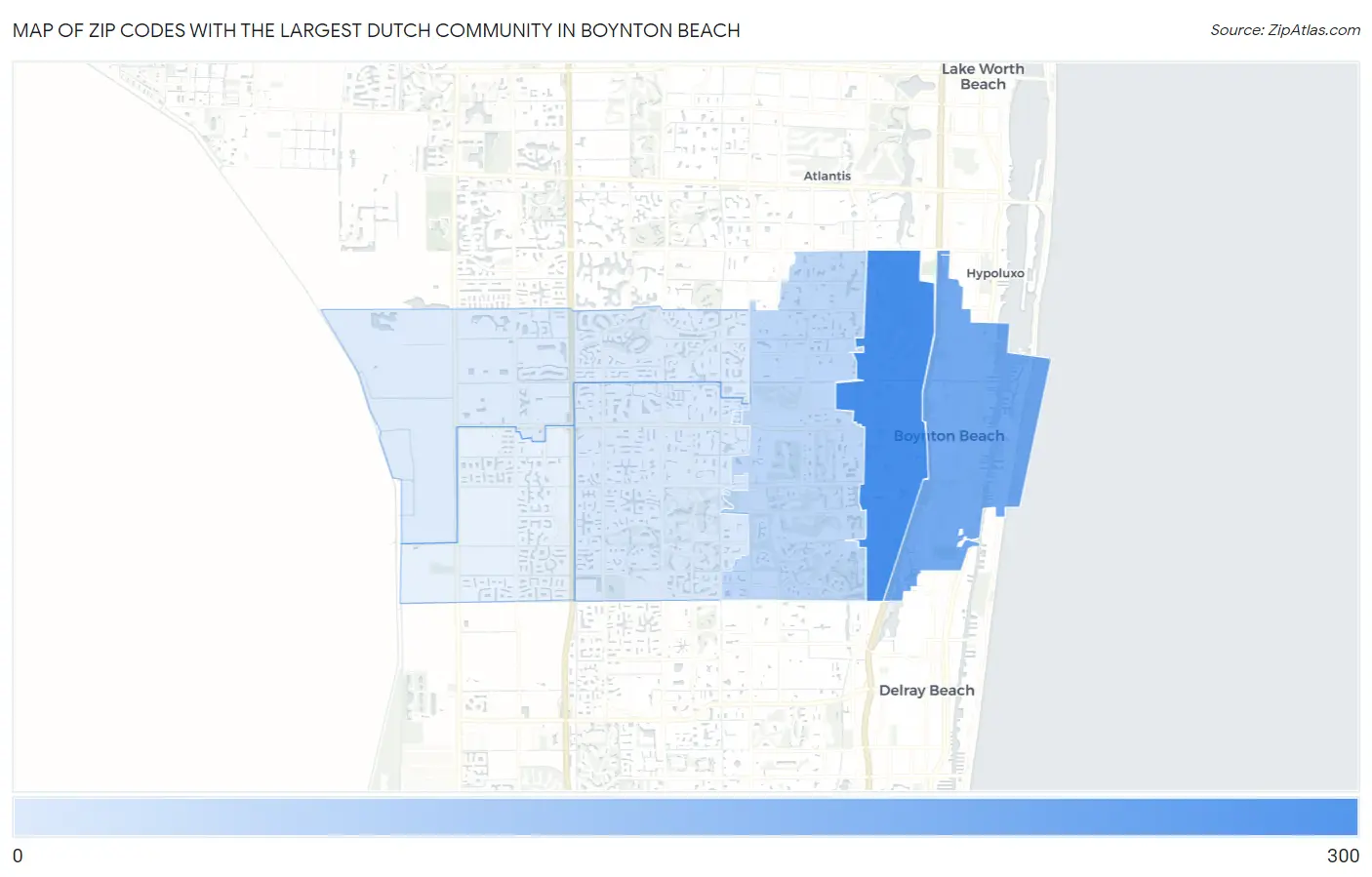 Zip Codes with the Largest Dutch Community in Boynton Beach Map