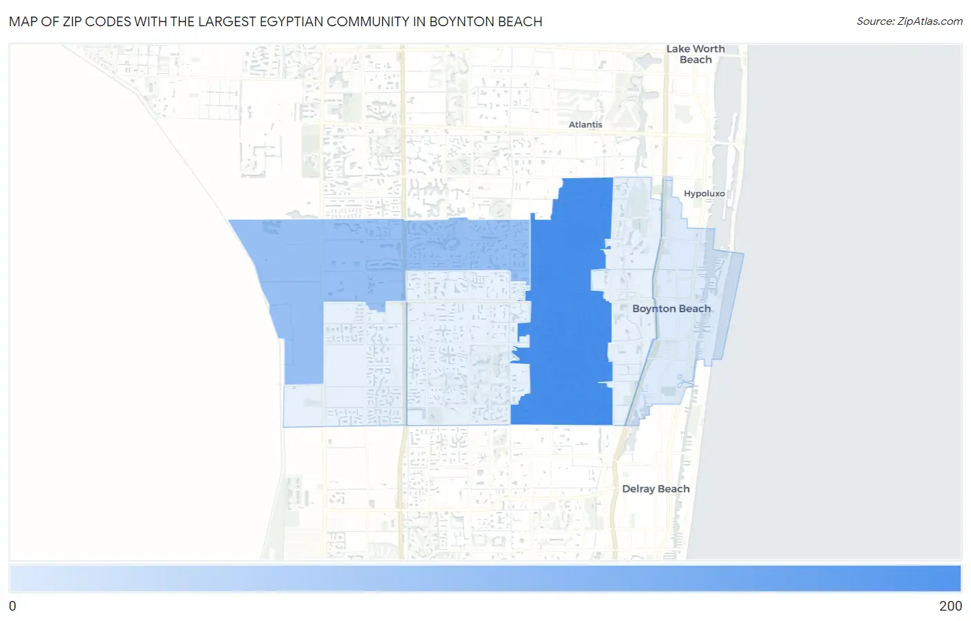 Zip Codes with the Largest Egyptian Community in Boynton Beach Map