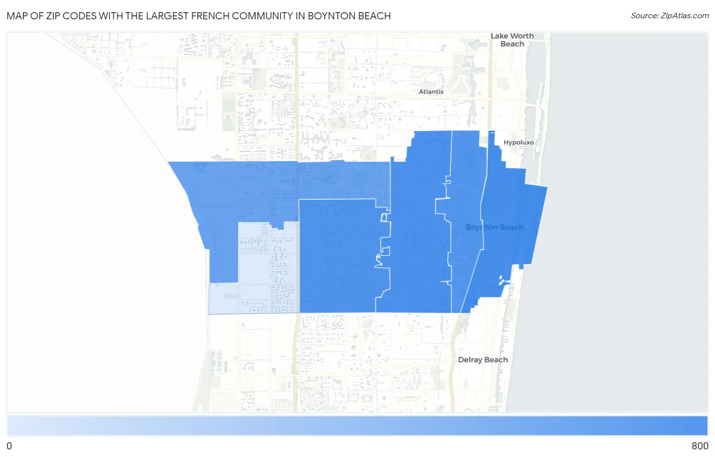Zip Codes with the Largest French Community in Boynton Beach Map