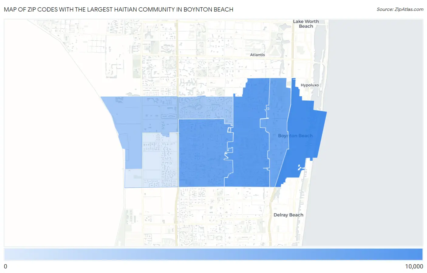 Zip Codes with the Largest Haitian Community in Boynton Beach Map