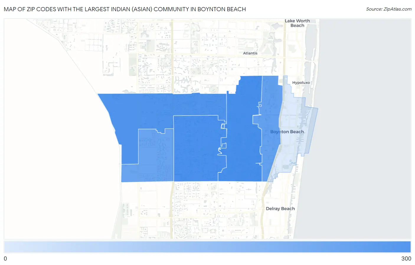 Zip Codes with the Largest Indian (Asian) Community in Boynton Beach Map