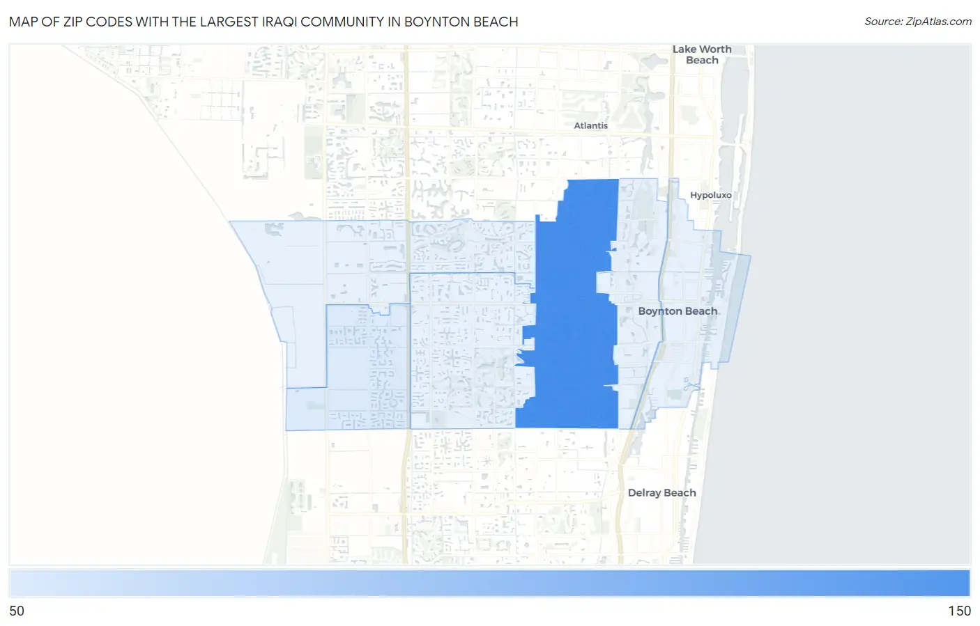 Zip Codes with the Largest Iraqi Community in Boynton Beach Map