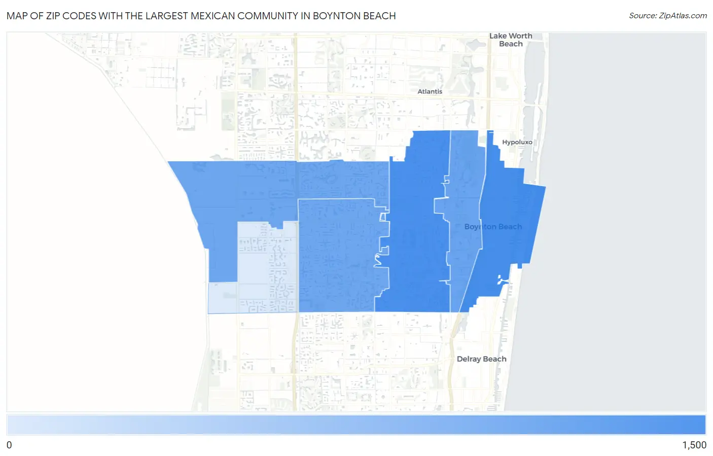 Zip Codes with the Largest Mexican Community in Boynton Beach Map
